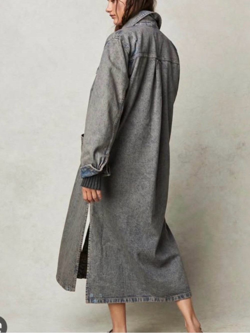 Free People Long Denim Duster Coat - Picture 3 of 4